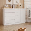Ver imagem 1 de Cômoda de Bebê com 4 Gavetas 1 Porta Mel Espresso Móveis Branco