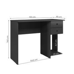 Mesa Escrivaninha 4115 2 Gavetas Preto - Qmovi - 4