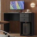 Ver imagem 2 de Mesa Escrivaninha 4115 2 Gavetas Preto - Qmovi