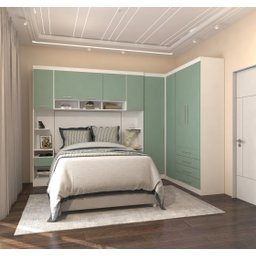 Guarda Roupa Modulado de Casal Alpes Branco Verde 6 Peças - Luciane Alpes Casal - 1