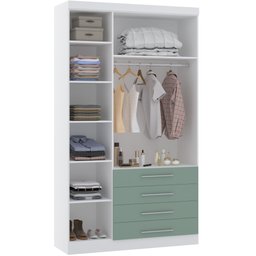 Guarda Roupa Modulado de Casal Alpes Branco Verde 6 Peças - Luciane Alpes Casal - 3