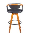 Ver imagem 4 de Banqueta Belmonte Courino Preto com Base Madeira 100 Cm - 74505