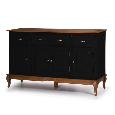 Balcão Buffet 4 Portas 3 Gavetas 60805 Hannover Linz Móveis - Preto/imbuia Glazer