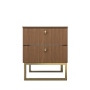 Ver imagem 1 de Mesa de Cabeceira Industrial Mdf com Pés Metalon Dourado Plancasa:louro Freijó