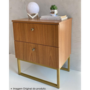 Ver imagem 3 de Mesa de Cabeceira Industrial Mdf com Pés Metalon Dourado Plancasa:louro Freijó