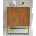 Ver imagem 4 de Mesa de Cabeceira Industrial Mdf com Pés Metalon Dourado Plancasa:louro Freijó