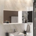 Ver imagem 3 de Conjunto Gabinete Banheiro Prisma 80cm Gabinete + Cuba + Espelheira com Vidro Branco Preto