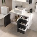 Ver imagem 5 de Conjunto Gabinete Banheiro Prisma 80cm Gabinete + Cuba + Espelheira com Vidro Branco Preto