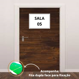 Placa Sinalização 1/2 Oficio Sala 05 Mdf Natural - 2