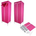 Ver imagem 2 de Guarda Roupa com Ziper Cabideiro Portatil Arara Organizador Prateleira Multiuso Praia Camping Rosa