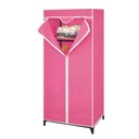 Ver imagem 1 de Guarda Roupa com Ziper Cabideiro Portatil Arara Organizador Prateleira Multiuso Praia Camping Rosa