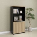 Ver imagem 1 de Armário Misto para Escritório com Nicho e Portas com Chave 159,6cm P25 Pandin Branco/Preto/Noce Marr