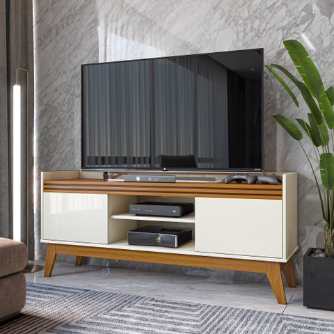 Rack para Tv até 55 Polegadas 2 Portas Ripado Astúrias 136cm