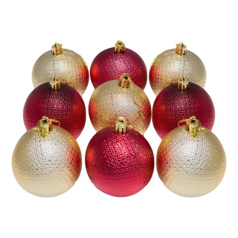 Kit 48 Bolas Natalinas Árvore de Natal 6cm Dourado e Vermelho