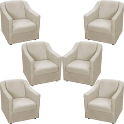 Kit 6 Poltronas Decorativas Para Sala De Espera Recepção Escritório Consultório Suede - 1