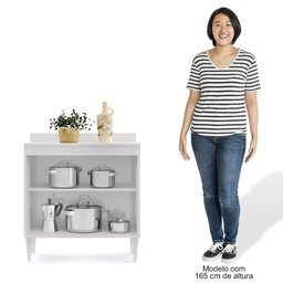 Balcão Gabinete 80cm 2 Portas Hawai Branco - Lumil Móveis - 5