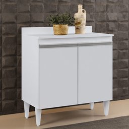 Balcão Gabinete 80cm 2 Portas Hawai Branco - Lumil Móveis - 2