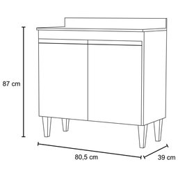 Balcão Gabinete 80cm 2 Portas Hawai Branco - Lumil Móveis - 4