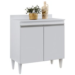 Balcão Gabinete 80cm 2 Portas Hawai Branco - Lumil Móveis - 1