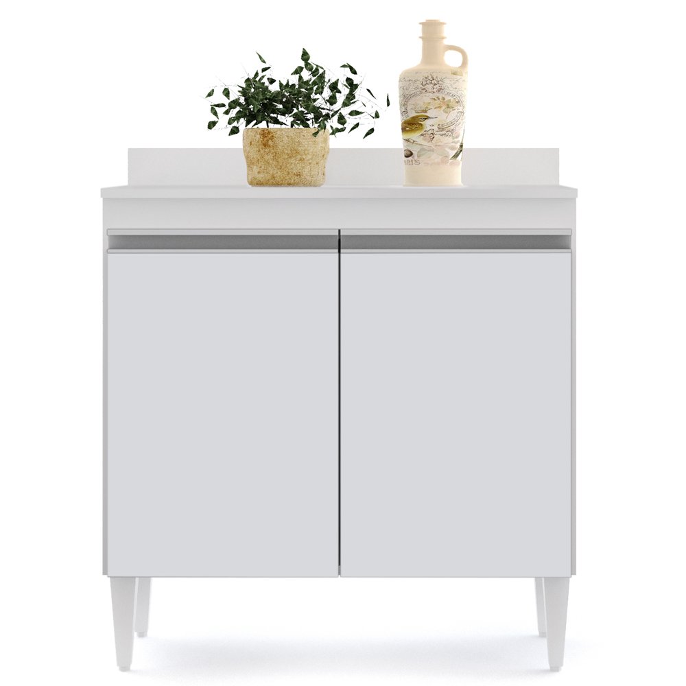 Balcão Gabinete 80cm 2 Portas Hawai Branco - Lumil Móveis - 6