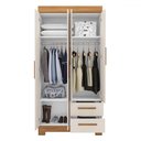 Ver imagem 3 de Guarda-roupa Solteiro Dortmund 4 Portas 2 Gavetas Freijó Trend/off White Tx - Pnr Móveis