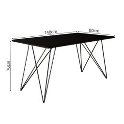 Conjunto Mesa de Jantar Trama com 6 Cadeiras Paris Base Preto e Tampo Preto 140 Cm - 5