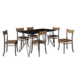 Conjunto Mesa de Jantar Trama com 6 Cadeiras Paris Base Preto e Tampo Preto 140 Cm - 2