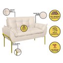 Ver imagem 7 de Poltrona Sofá Luxo Base Metal Dourado Recepção Escritório Cor:bege