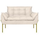 Ver imagem 5 de Poltrona Sofá Luxo Base Metal Dourado Recepção Escritório Cor:bege