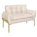 Ver imagem 4 de Poltrona Sofá Luxo Base Metal Dourado Recepção Escritório Cor:bege