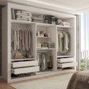 Ver mais imagens de Guarda-roupa Casal Carol 3 Portas de Correr com Espelho 4 Gavetas Branco - Panorama Móveis