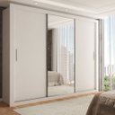 Ver imagem 1 de Guarda-roupa Casal Carol 3 Portas de Correr com Espelho 4 Gavetas Branco - Panorama Móveis