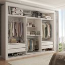 Ver imagem 4 de Guarda-roupa Casal Carol 3 Portas de Correr com Espelho 4 Gavetas Branco - Panorama Móveis