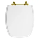 Ver imagem 1 de Assento Sanitário Poliéster Laguna Branco para vaso Hervy Com Ferragem Dourada