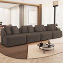 Ver imagem 1 de Sofá 4 Lugares para Sala de Estar Living 308cm Arlo F04 Veludo Marrom - Lyam Decor