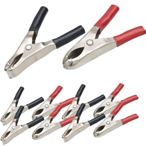 Kit 10 Garra Jacare 20a 73mm Preto e Vermelho