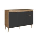Ver imagem 2 de Armário Balcão com Tampo 3 Portas 1 Gaveta 120cm Modulada Veneza Marrom/Mel/Grafite