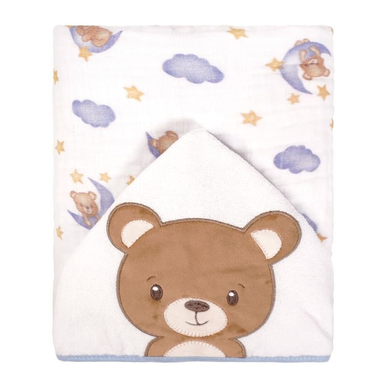 Toalha C/capuz Baby Joy Soft Mais Estampada C/bordado 75cmx90cm Pct C/01un //urso Celeste