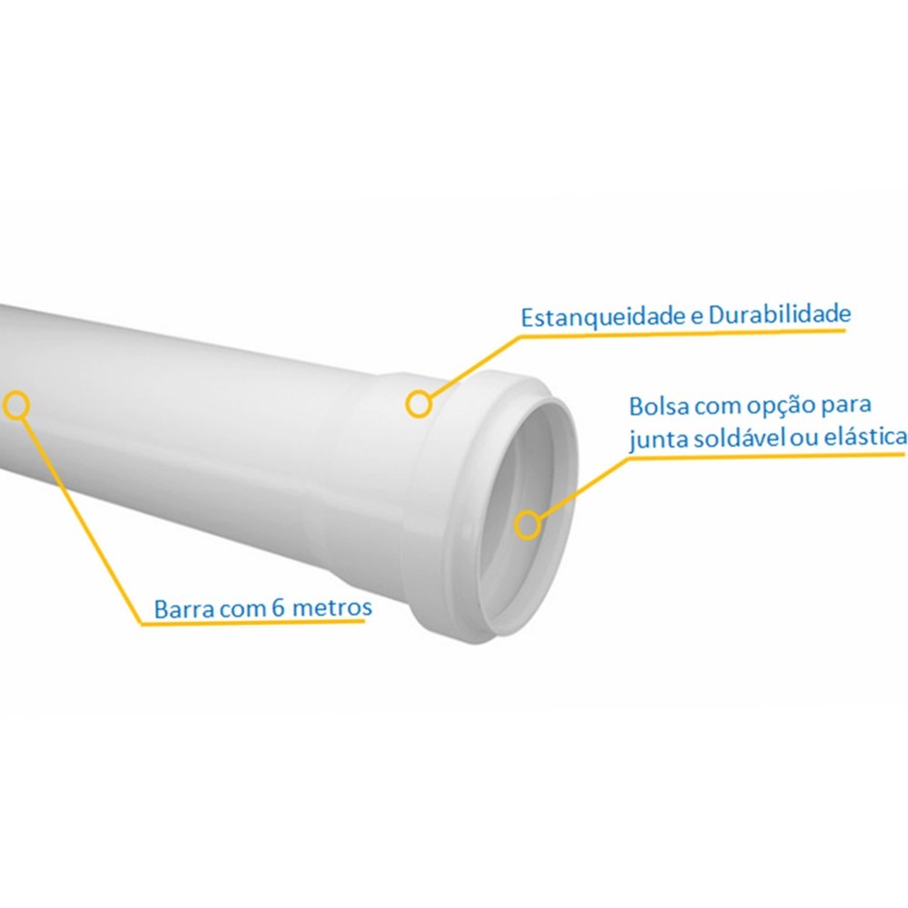 Tubo para Esgoto SN 3" 75mm 6 Metros - 11000751 - FORTLEV - 2
