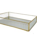 Ver imagem 2 de Bandeja Decorativa de Vidro com Metal Dourado