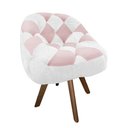 Ver imagem 2 de Poltrona Paloma Escritório Sala Giratória Madeira Suede Branco e Suede Rosa Bebê - Dominic Decor
