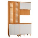 Ver imagem 1 de Cozinha Armário 3 Peças 150 cm Cristaleira Balcão com Tampo MDF Bari Freijo Off Acetinado Poliman
