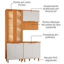 Ver imagem 4 de Cozinha Armário 3 Peças 150 cm Cristaleira Balcão com Tampo MDF Bari Freijo Off Acetinado Poliman