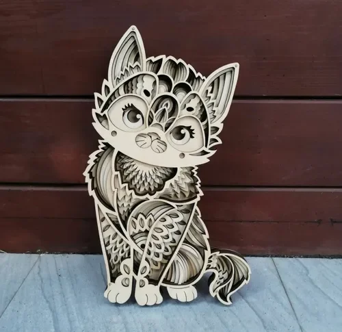 Painel em camadas mdf Gato Gatinho 29cm - 2