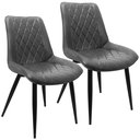 Ver imagem 1 de Kit 2 Cadeiras Haifa Livia Tábata Poltrona Estofada Pu Vintage Retro Pés Preto - Cinza