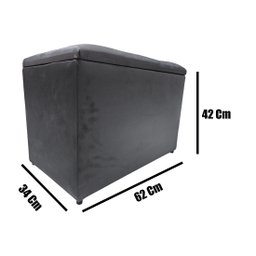 Puff Baú Banqueta Retangular Organizar e Decorar Suede 60cm Cinza - 7