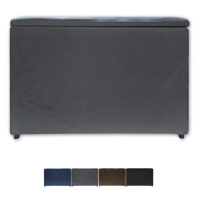 Puff Baú Banqueta Retangular Organizar e Decorar Suede 60cm Cinza