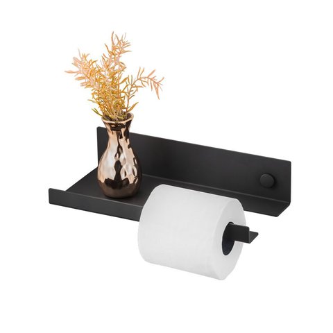 Porta Papel Higiênico Preto Fosco Metal Parede Papeleira Top