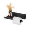 Porta Papel Higiênico Preto Fosco Metal Parede Papeleira Top - 1