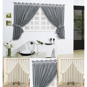 cortina para cozinha 200cm x 160cm curtinas trabalhadas e mais alças de tecido